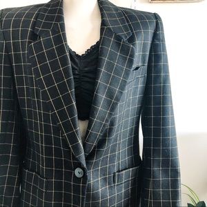 Vintage Black Windowpane Blazer